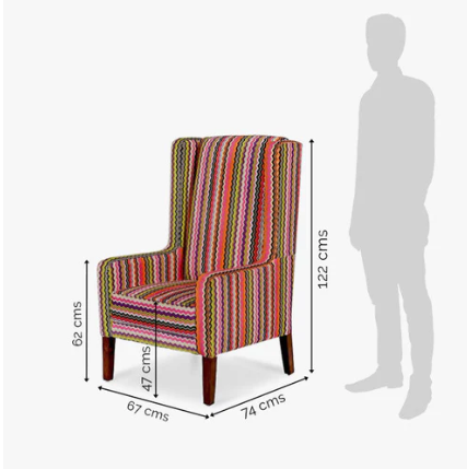 Wingback Chair | Solid Sheesham Wood Accent Armchair for Living Room