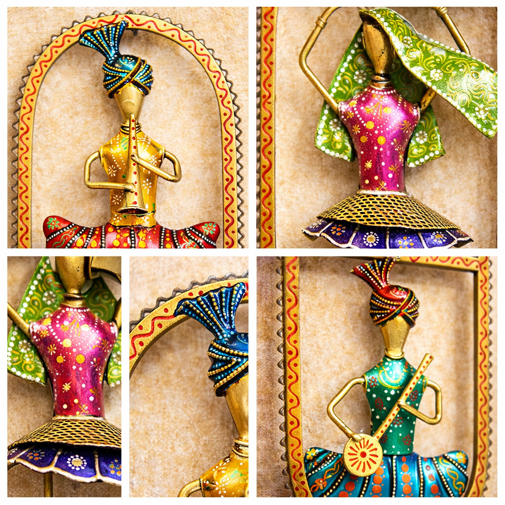 Traditional Rajasthani Folk Art Wall Hanging Colorful Dancing Figures