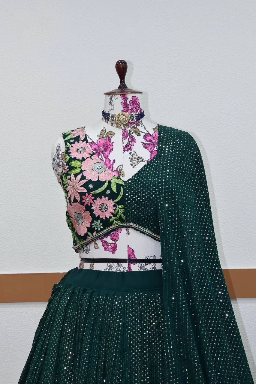 Vamika Green Embroidered Lehenga