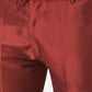 AHBABI Men's Printed Dupion Silk Kurta Pyjama Set Pink-Red