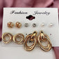 Gold plated 6 Pair Gorgeous Hoop and Stud Earrings For Women and Girls