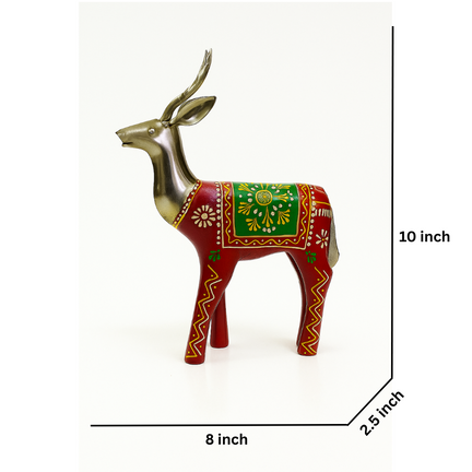Set of 2 Hand-Painted Metal Deer Figurines (12 In. & 10 In.) - Folk Art Antelope Showpiece