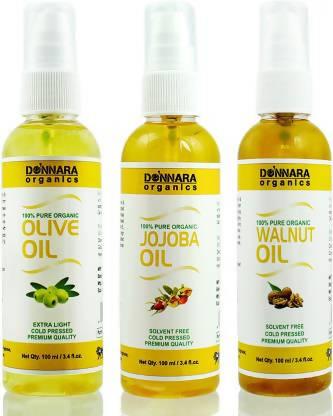 Donnara Organics Olive oil, Jojoba oil & Walnut Hair Oil (Pack of 3)