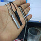 Stylish Silver- Black 3D Vertical Bar Cuboid Stick Locket Pendant Necklace Silver, Rhodium Alloy Locket Set