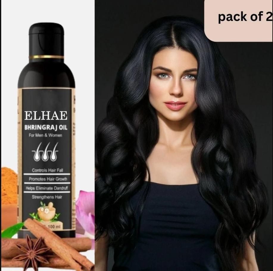 Herayu Bhringraj Ayurvedic Hair Oil Promote Hair growth, Hair Fall Control For Men & Women (Pack of 2)