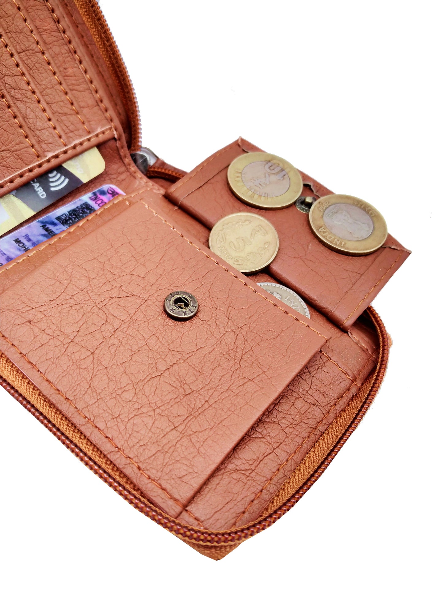 KnW Wallet Leather tan round zip