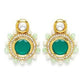 Karatcart Lime Green Beads and Pearl Beaded Green Polki Kundan Choker Necklace Set