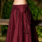 Sassafras Women's Maroon Mesh Mettalic Detail Top with Long Skirt