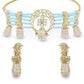 Karatcart White Designer Tumble Light Blue Crystal Beaded Kundan Choker Necklace Set