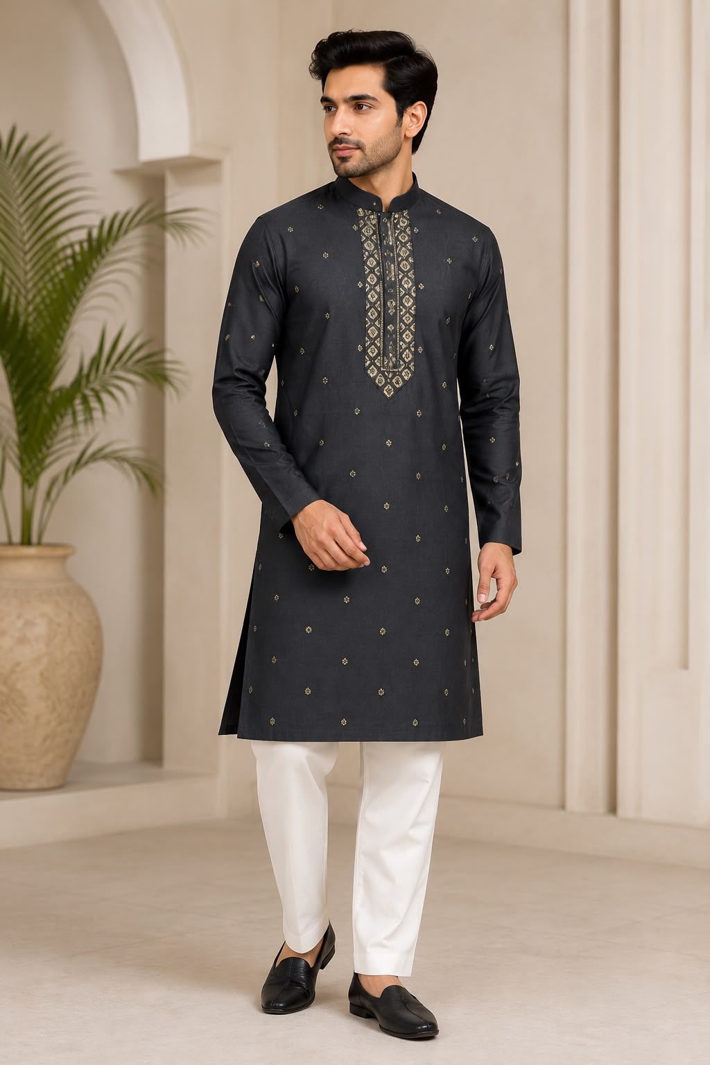 Vatsal Ethnic Slub Kurta Pyjama Set