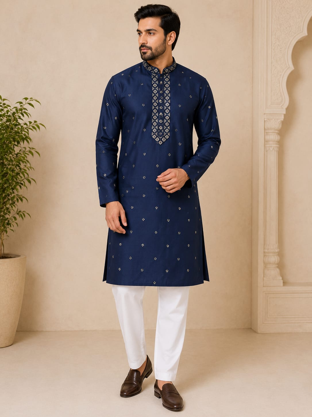 Vatsal Ethnic Slub Kurta Pyjama Set
