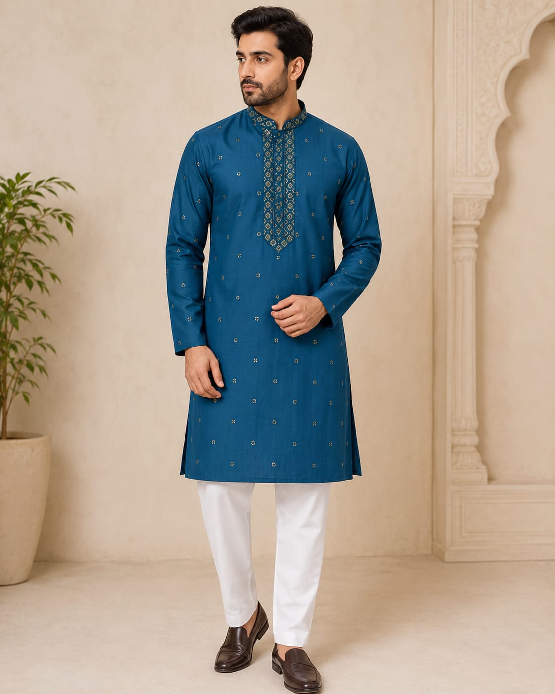 Vatsal Ethnic Slub Kurta Pyjama Set