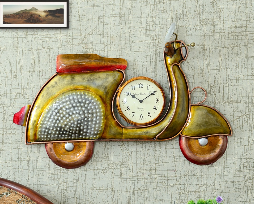 Iron Scooter wall art with Wall Clock