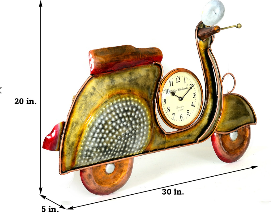 Iron Scooter wall art with Wall Clock