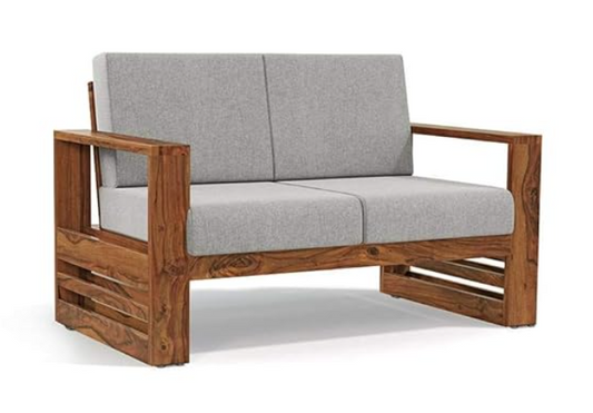 Sheesham Wood 2-Seater Sofa for Living Room | Wooden Two-Seater Sofa with Side Magazine Holder | Natural Finish