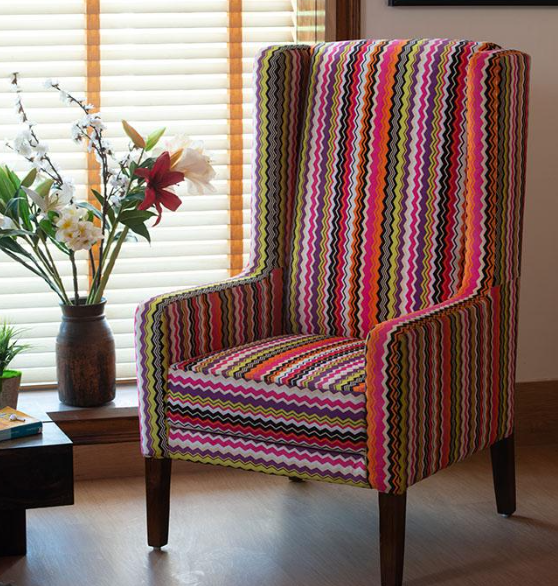 Wingback Chair | Solid Sheesham Wood Accent Armchair for Living Room