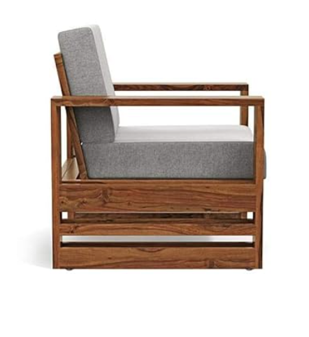 Sheesham Wood 2-Seater Sofa for Living Room | Wooden Two-Seater Sofa with Side Magazine Holder | Natural Finish