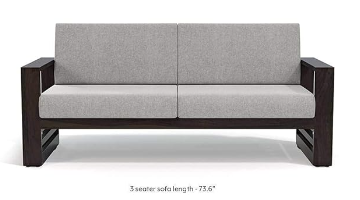 Sheesham Wood 3-Seater Sofa for Living Room | Solid Wooden Sofa Set – Walnut Finish