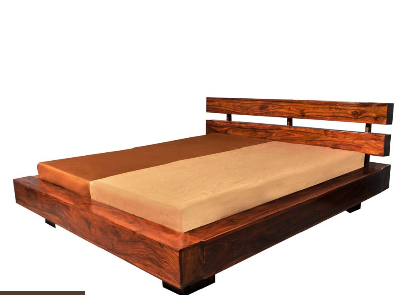 Solid wood slatted bed without storage
