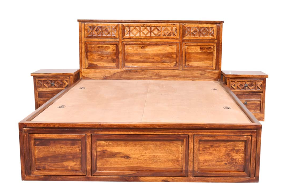 Swirl bed sheesham wood with storage
