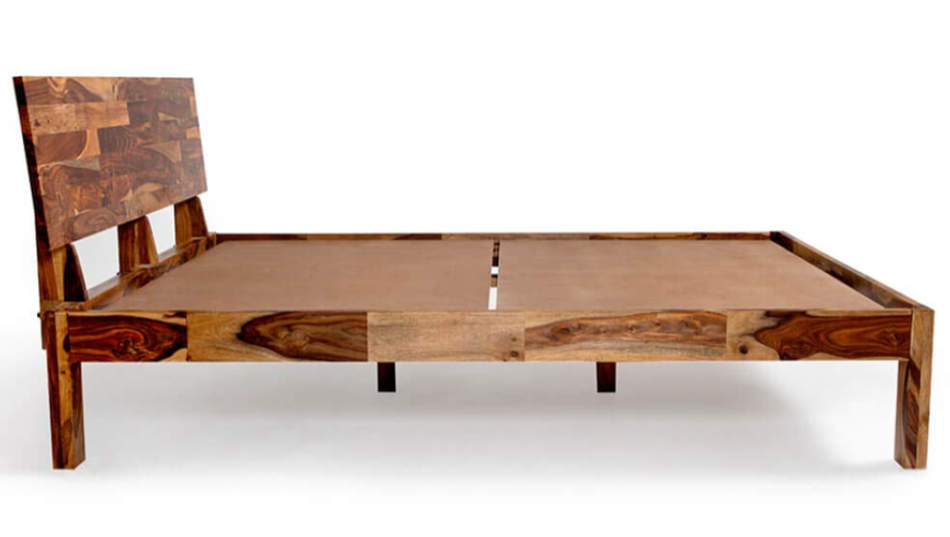 Sheesham Wood King Size Bed Without Storage in Natural Finish