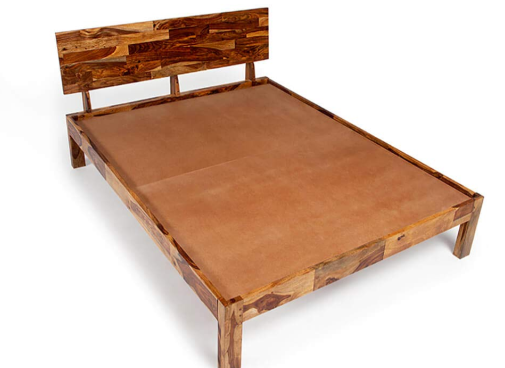 Sheesham Wood King Size Bed Without Storage in Natural Finish