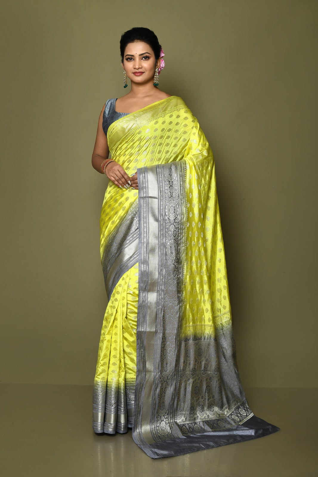 Banarsi Dupion Art silk with unstitched blouse