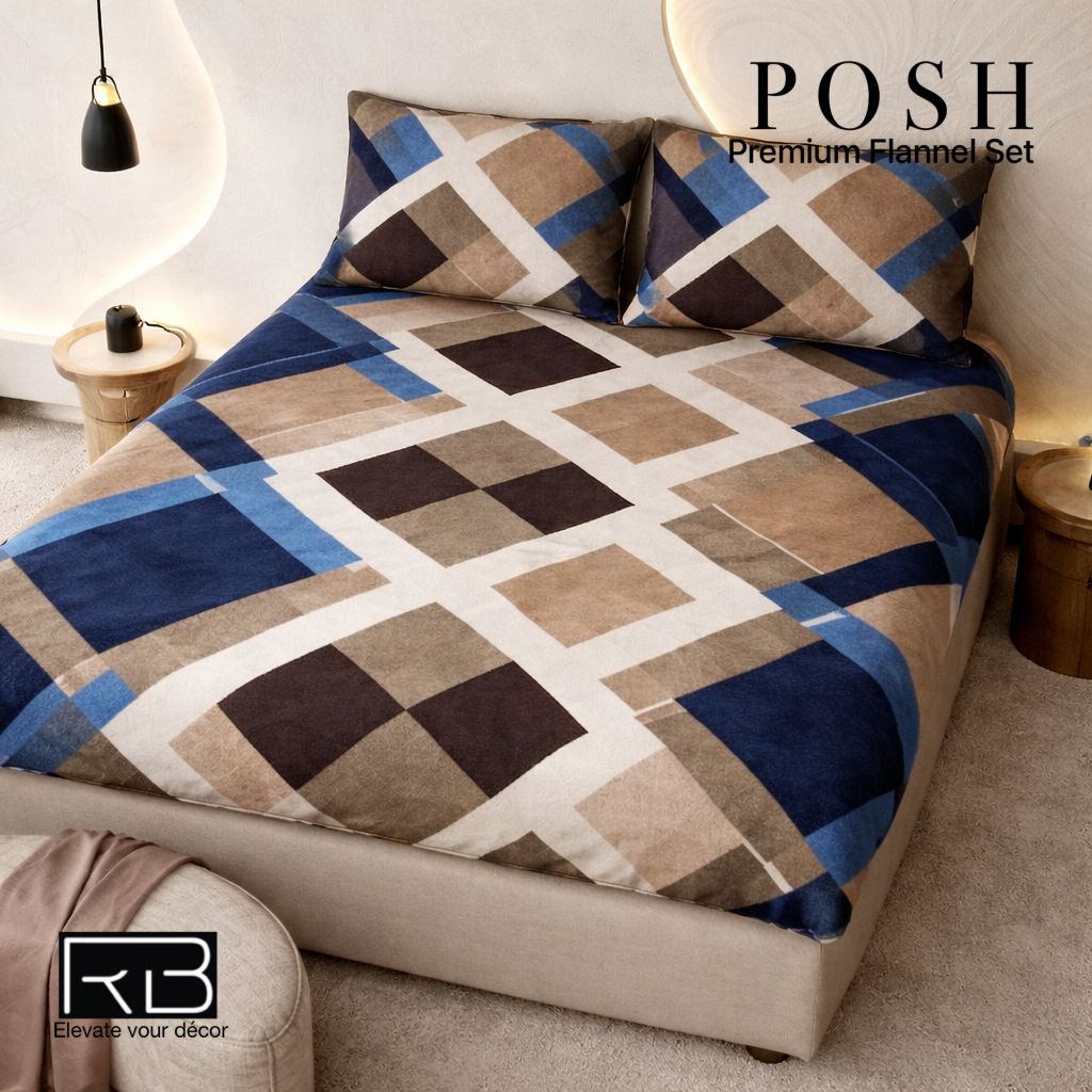 Posh flannel bedsheet with 2 pillow covers