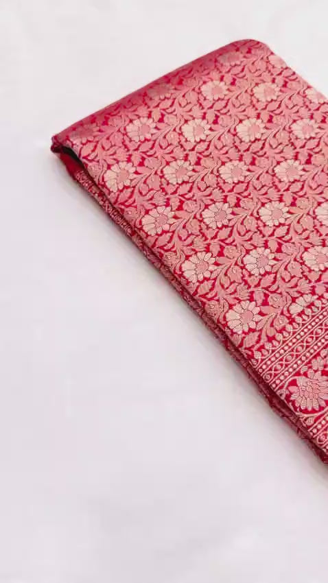 Red Pure Katan Silk Banarasi Saree | Gold Zari Bridal Saree | Banarasi Brocade Silk Sona Rupa Saree
