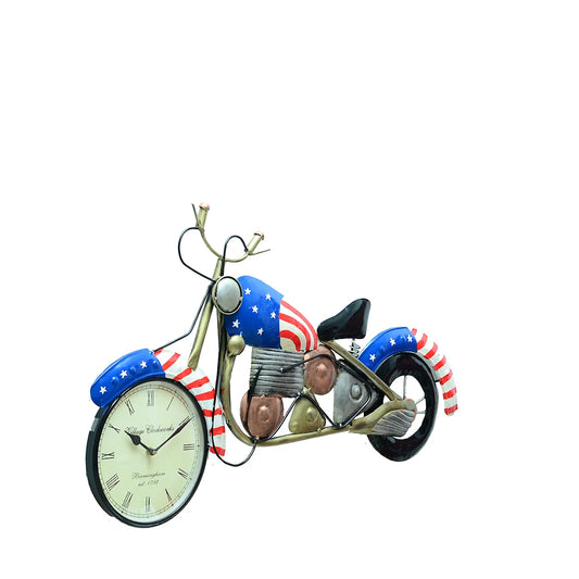 American Flag Motorcycle Wall Clock Vintage Biker-Inspired Décor