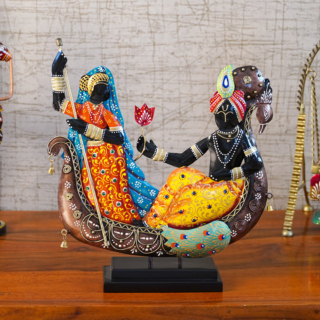 Traditional Decorative Radha Krishna Folk Art Sculpture