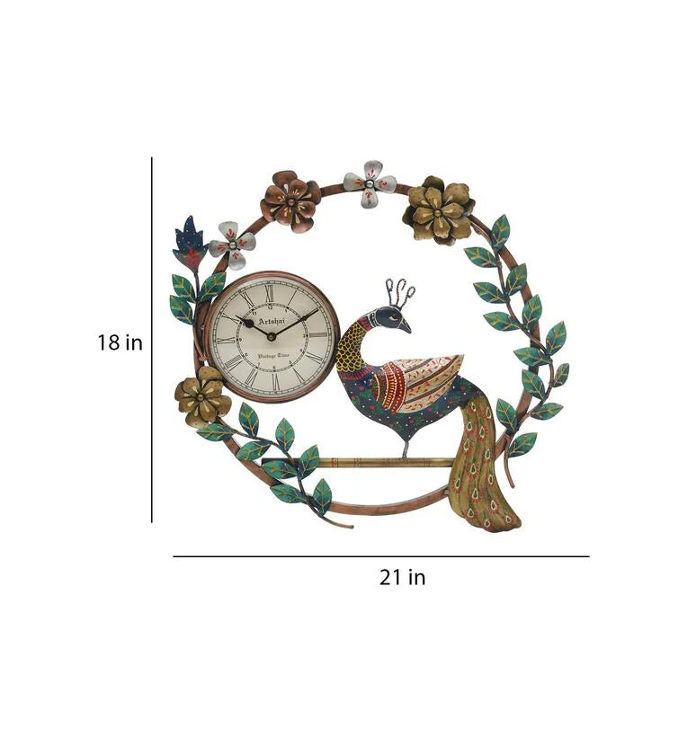 Hand crafted Peacock Wall Clock