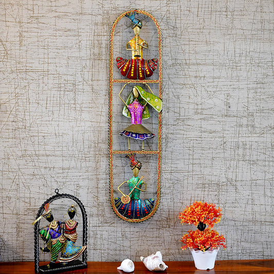 Traditional Rajasthani Folk Art Wall Hanging Colorful Dancing Figures