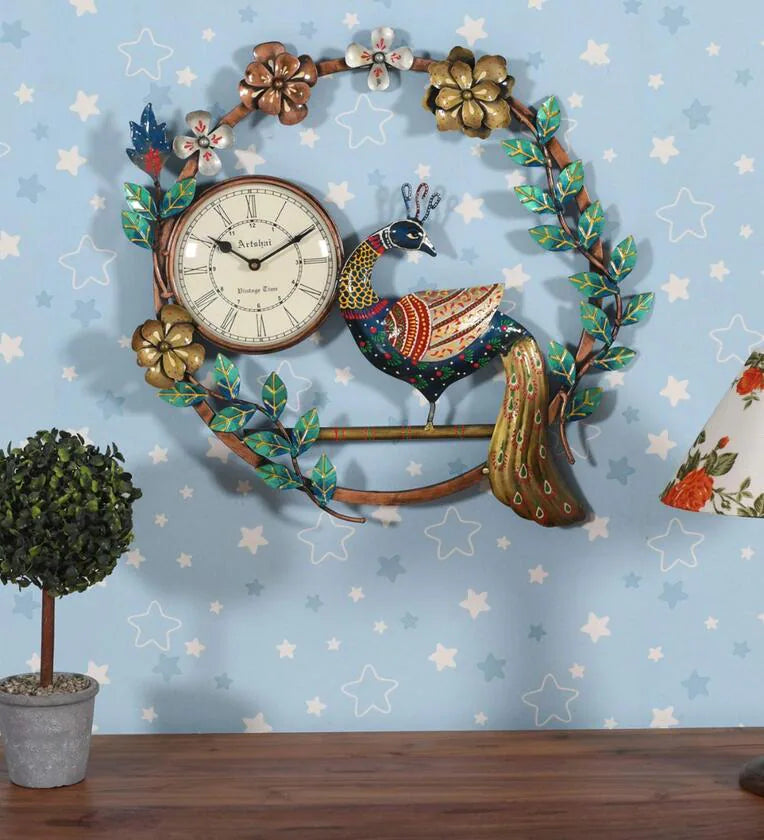 Hand crafted Peacock Wall Clock