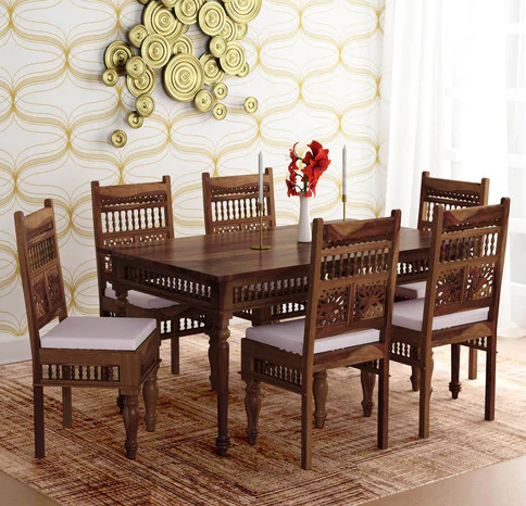 Casa Solidwood 6 seater dining table with chairs