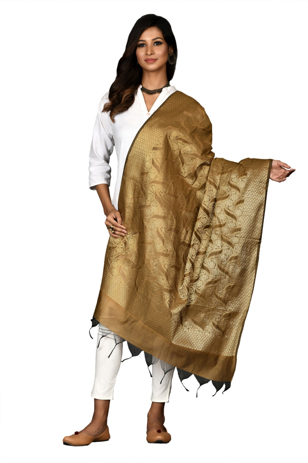 Cotton silk Zari Banarasi Duppatta